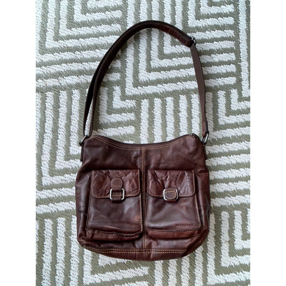 Jack Georges Voyager Flap Pocket Hobo Bag dark brown buffalo leather